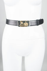 Celine Leather Horse Carriage Buckle Belt