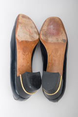 Gucci Vintage Gold Braid Heeled Loafers