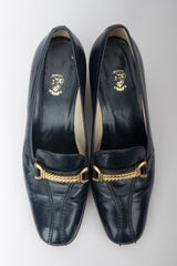 Gucci Vintage Gold Braid Heeled Loafers