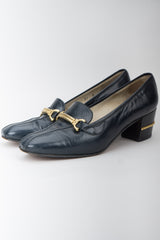 Gucci Vintage Gold Braid Heeled Loafers