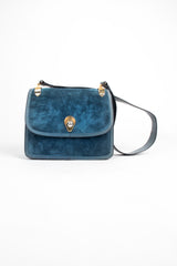 Gucci Vintage Peacock Blue Suede Shoulder Bag