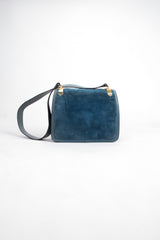 Gucci Vintage Peacock Blue Suede Shoulder Bag