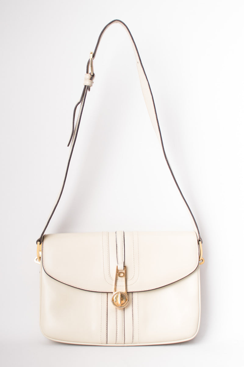 Gucci Topstitched Turnlock Bone Leather Shoulder Bag