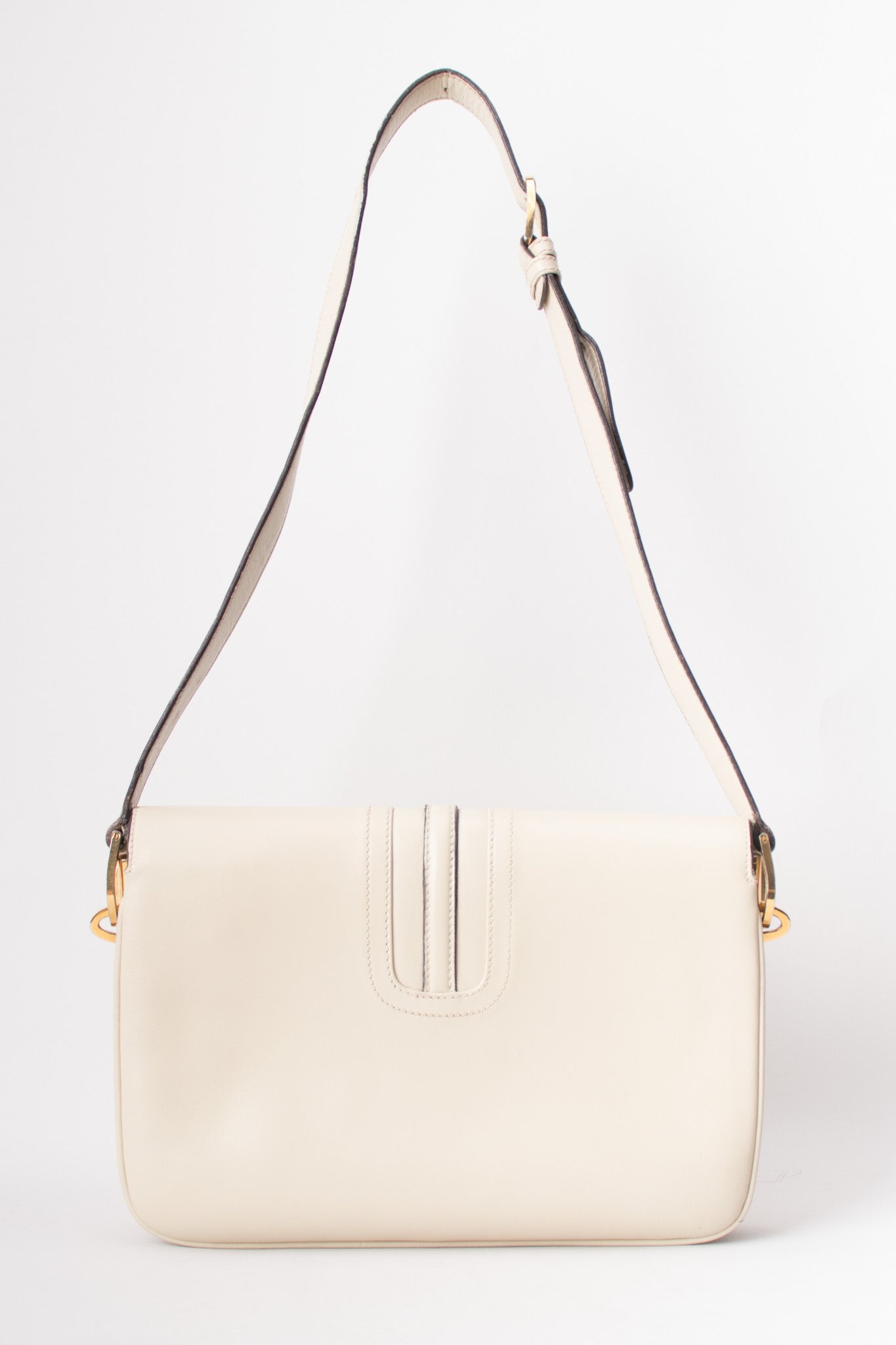 Gucci Topstitched Turnlock Bone Leather Shoulder Bag