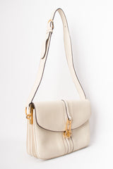 Gucci Topstitched Turnlock Bone Leather Shoulder Bag