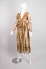 Bill Blass Silk Chiffon Empire Waist Tiger Lamé Dress