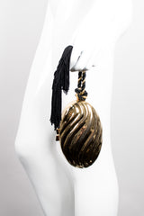 Golden Egg Tassel Clutch Vintage Minaudiere Metal Box Bag