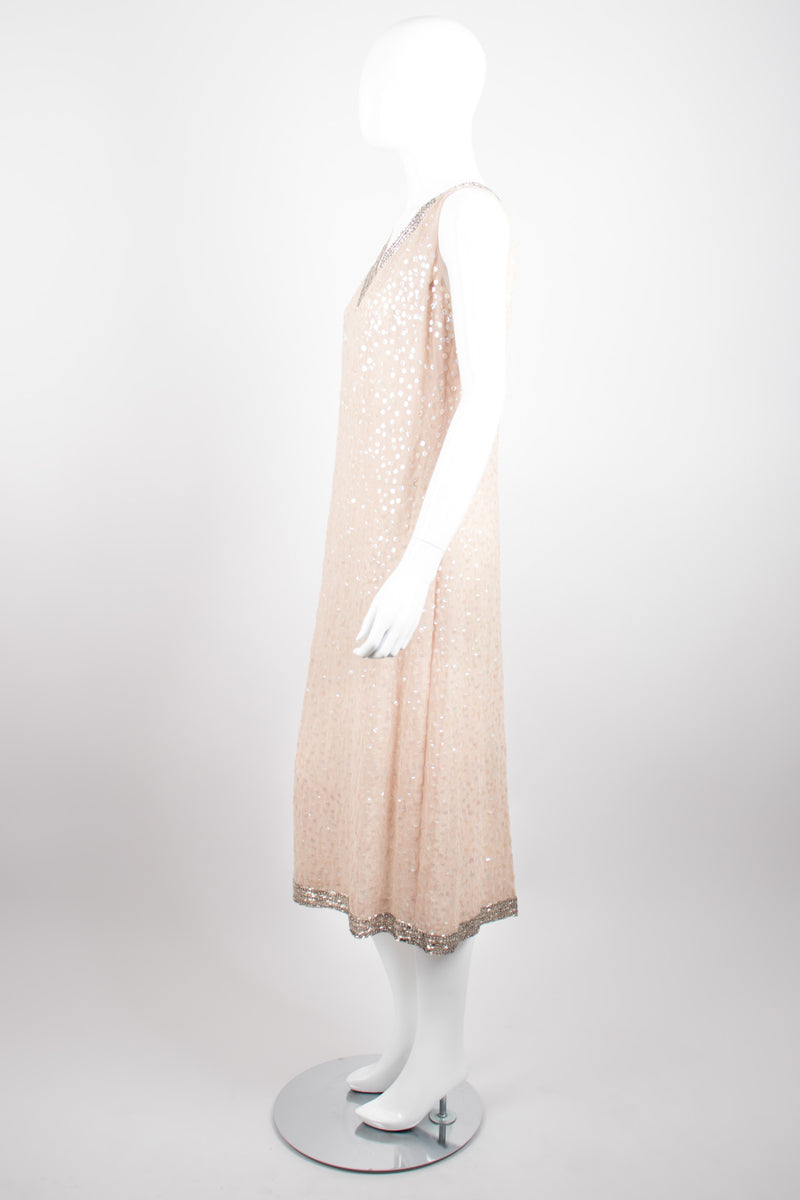 Mr. Blackwell Vintage Sheer Sequined Chiffon Nude Naked Dress