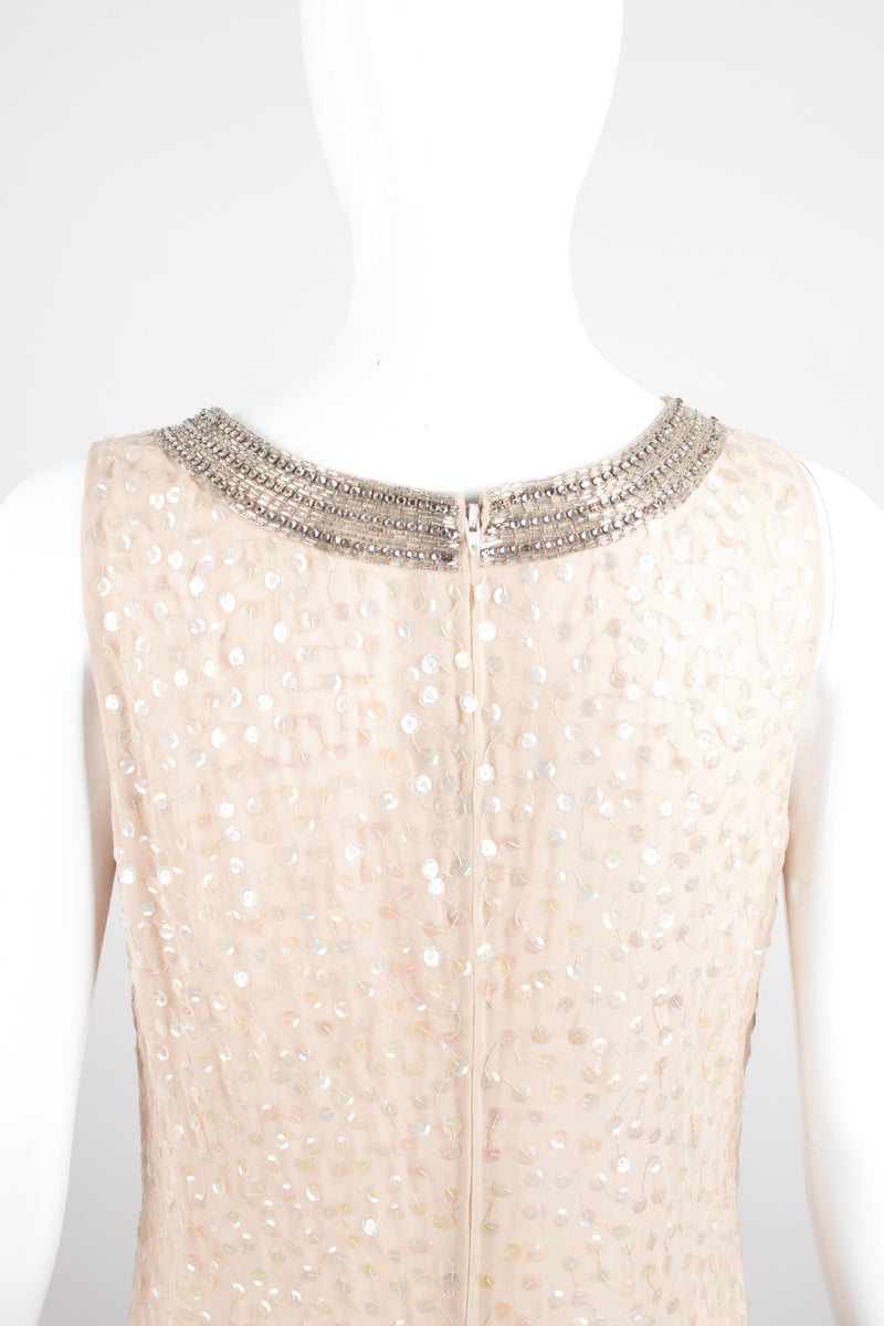 Mr. Blackwell Vintage Sheer Sequined Chiffon Nude Naked Dress