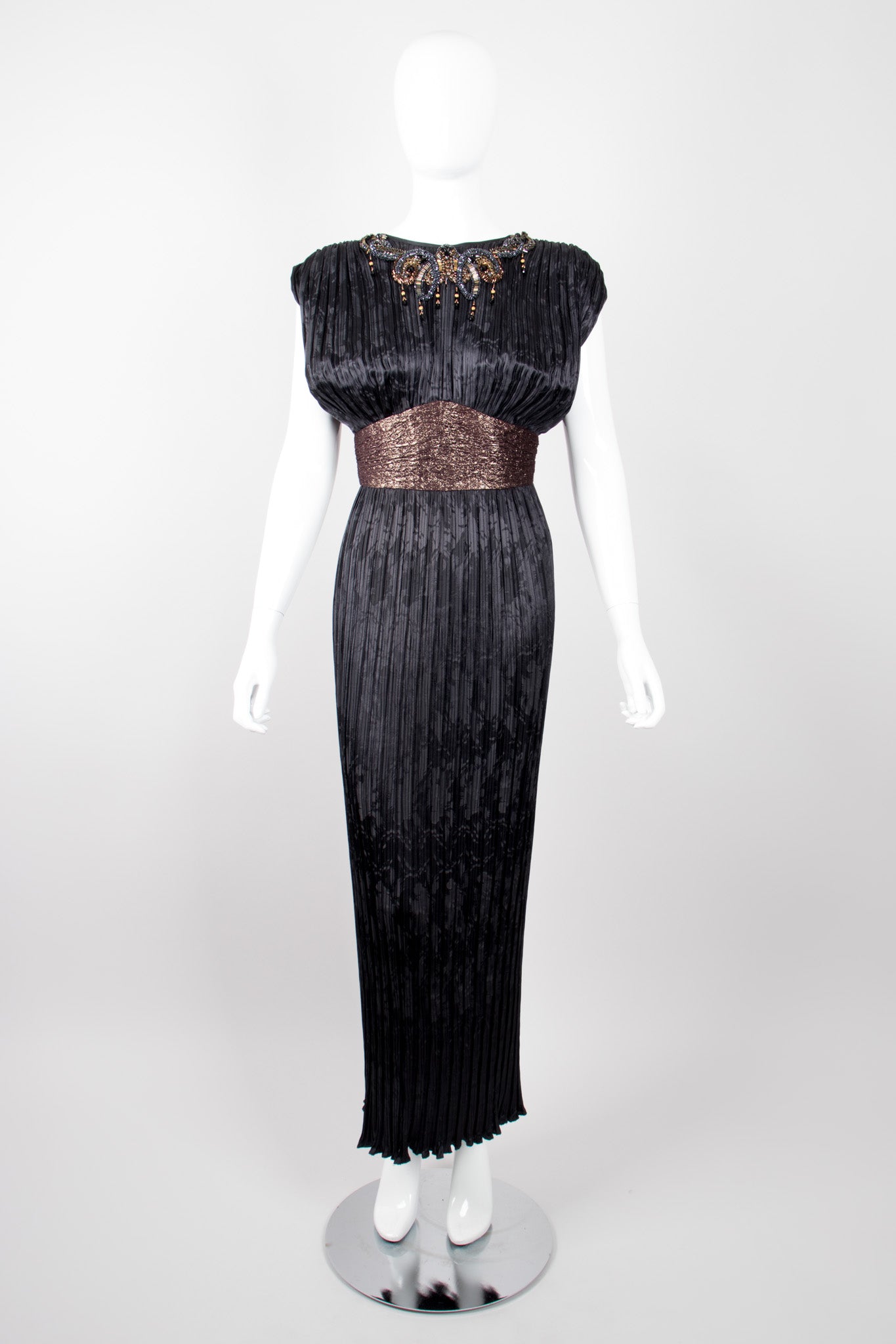 Michael Casey Pleated Art Deco Titanic Gatsby Column Dress