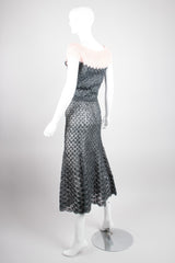 Vintage Crochet Mesh Raffia Colorblock Dress