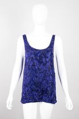 Riazee Midnight Cobalt Beaded Silk Tank & Pant Set