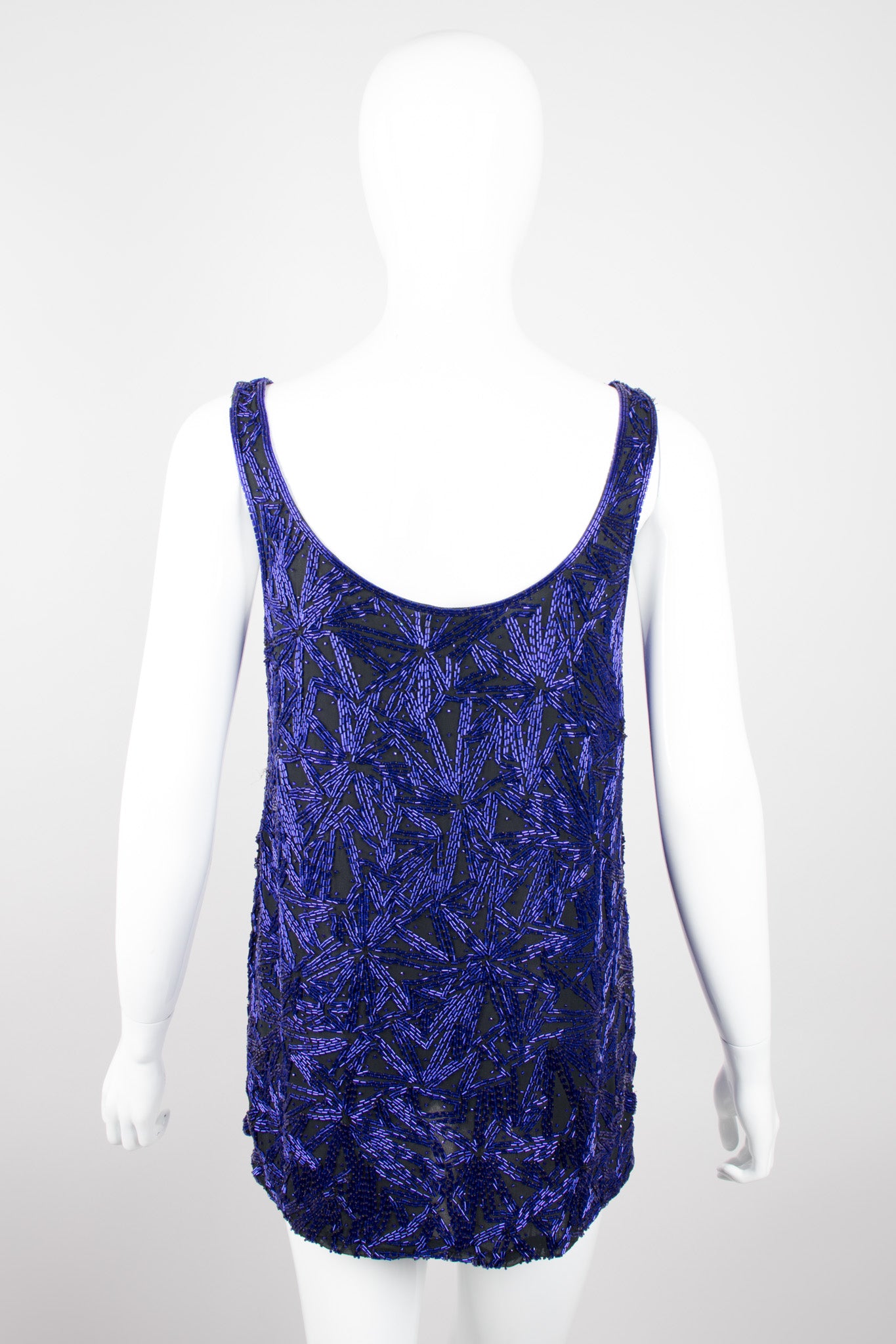 Riazee Midnight Cobalt Beaded Silk Tank & Pant Set