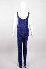 Riazee Midnight Cobalt Beaded Silk Tank & Pant Set