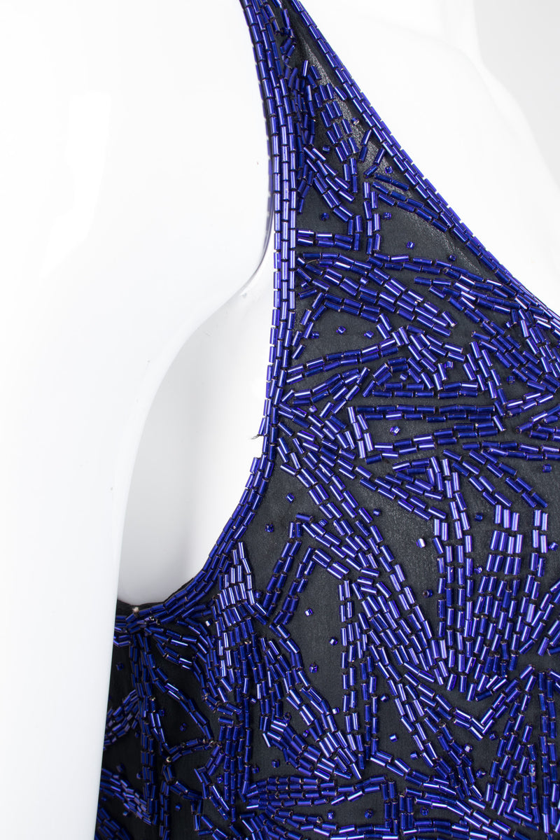 Riazee Midnight Cobalt Beaded Silk Tank & Pant Set