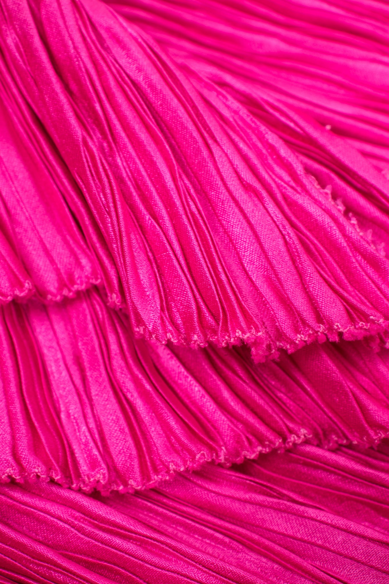 Mary McFadden Hot Pink Strapless Bow Back Pleated Gown