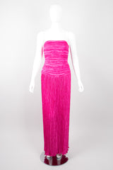 Mary McFadden Hot Pink Strapless Bow Back Pleated Gown