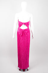 Mary McFadden Hot Pink Strapless Bow Back Pleated Gown