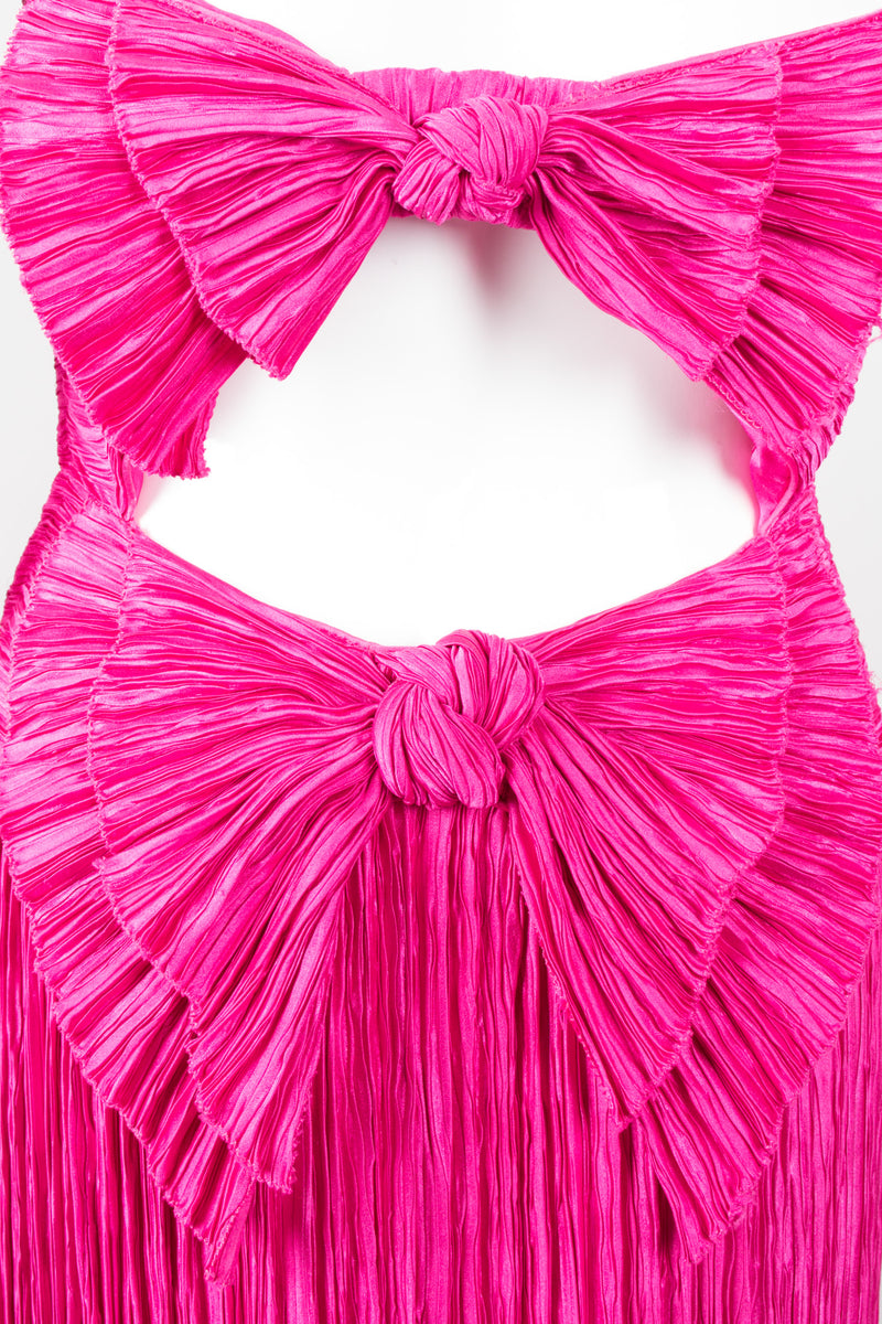 Mary McFadden Hot Pink Strapless Bow Back Pleated Gown