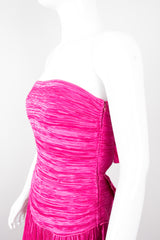 Mary McFadden Hot Pink Strapless Bow Back Pleated Gown