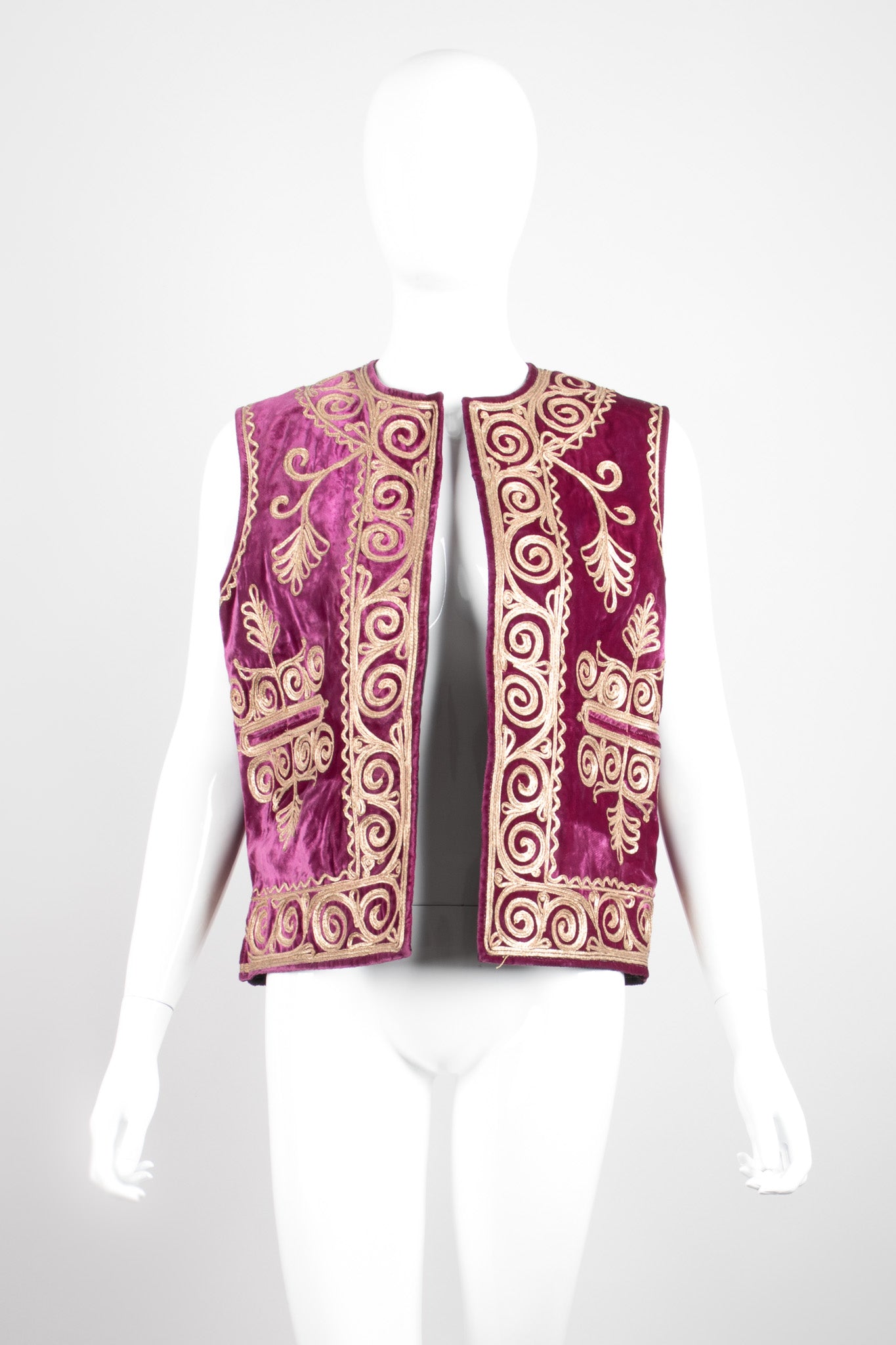 Moroccan Embellished Soutache Silk Velvet Vest