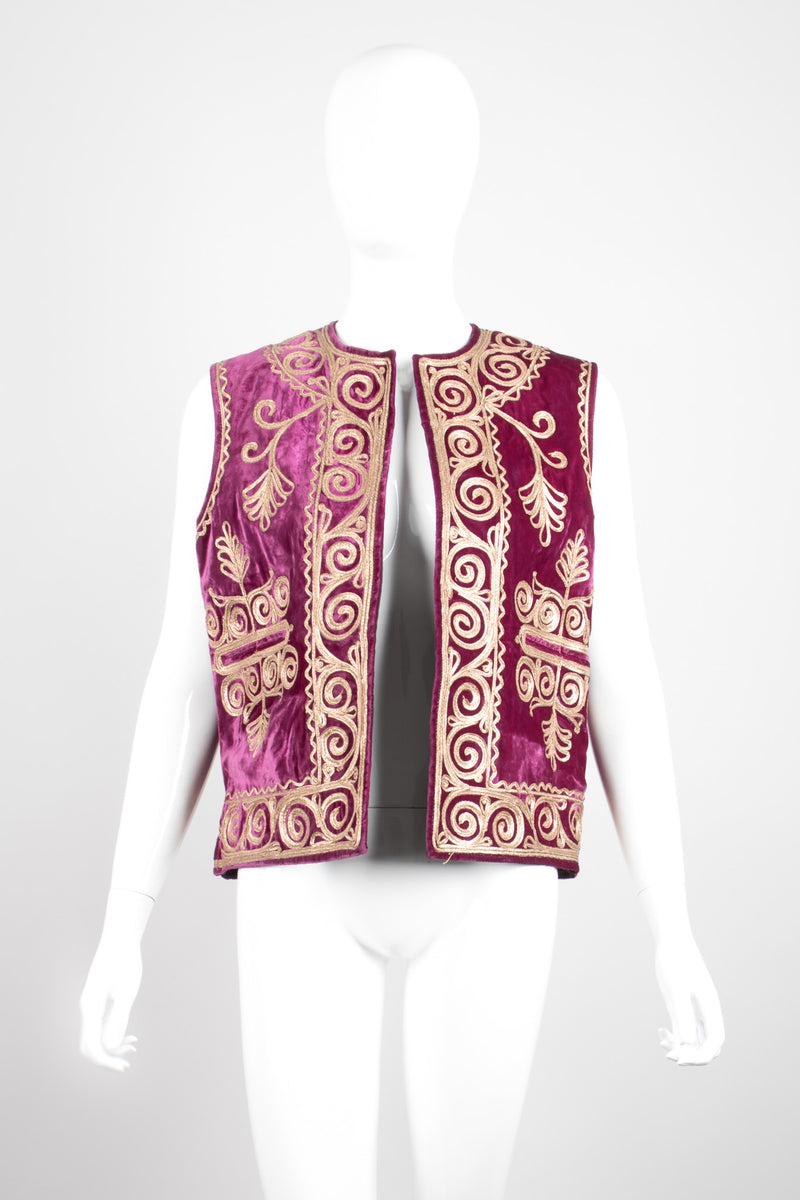 Moroccan Embellished Soutache Silk Velvet Vest