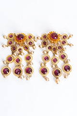 Vintage William DeLillo Amethyst Pearl Chandelier Earrings flat front @ Recess LA