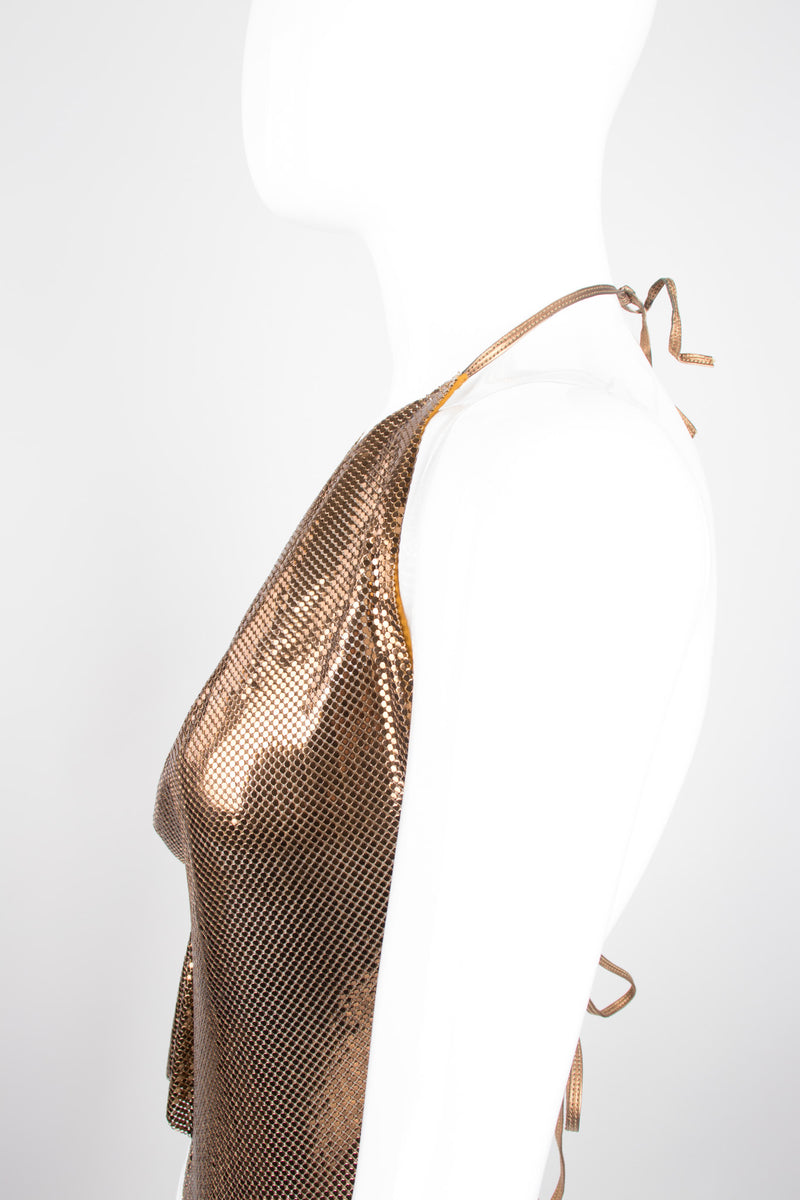 Whiting & Davis Bronze Liquid Metal Mesh Halter Top