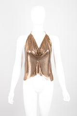 Whiting & Davis Bronze Liquid Metal Mesh Halter Top