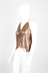 Whiting & Davis Bronze Liquid Metal Mesh Halter Top