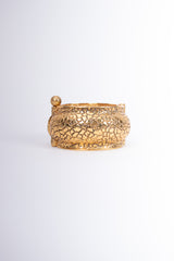 Scherer Vintage Textured Crinkle Giraffe Hinged Cuff Bracelet