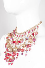 Hobe Vintage pink Iridescent Candy Bead Waterfall Necklace