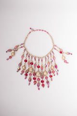 Hobe Vintage pink Iridescent Candy Bead Waterfall Necklace