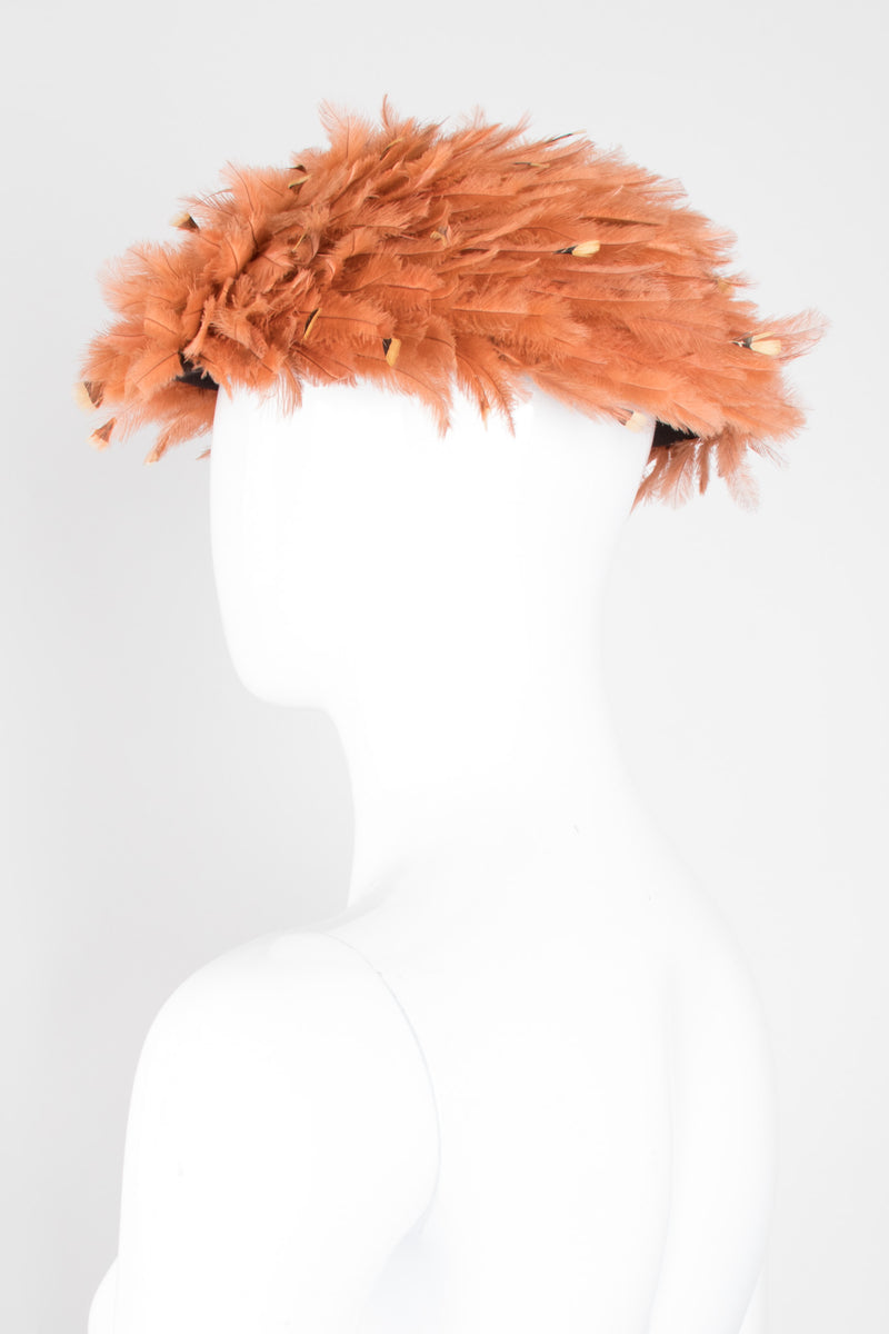 Deena Feather Mushroom Vintage Hat Fascinator Beret