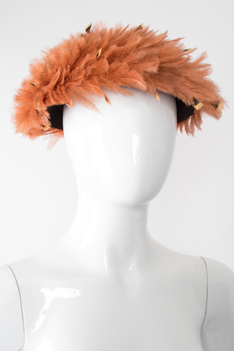 Deena Feather Mushroom Vintage Hat Fascinator Beret