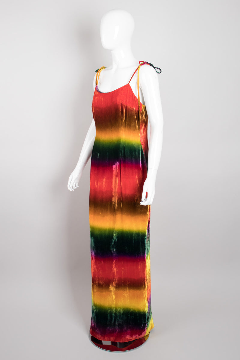 Recess Los Angeles Vintage Todd Oldham Velvet Rainbow Snow Cone Slip Dress