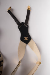 Chanel Vintage Rare Tan Logo Suspenders