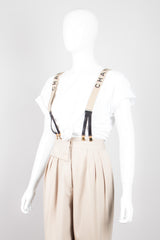 Chanel Vintage Rare Tan Logo Suspenders