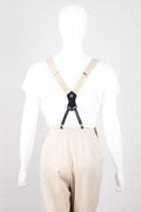 Chanel Vintage Rare Tan Logo Suspenders