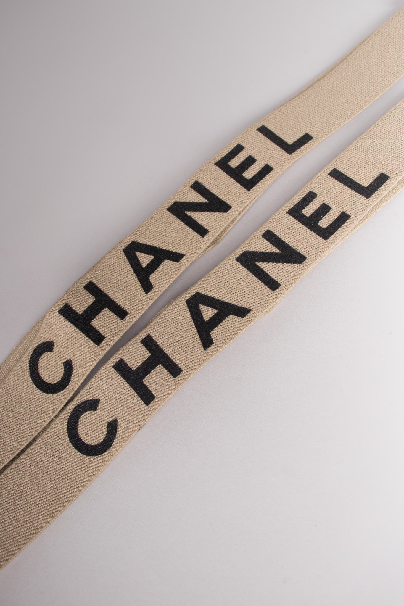 Chanel Vintage Rare Tan Logo Suspenders