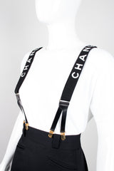 Chanel Vintage Rare Black Logo Suspenders