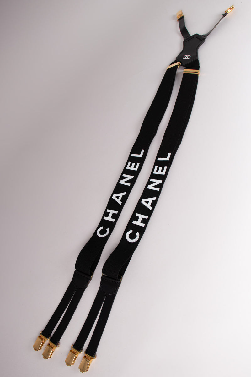 Chanel Vintage Rare Black Logo Suspenders