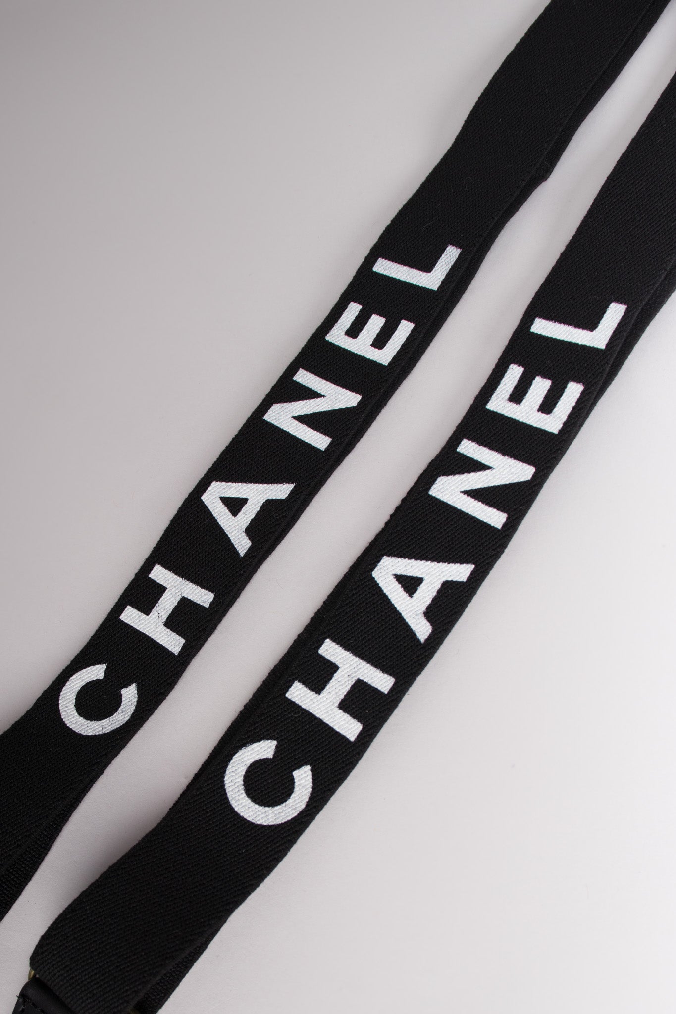 Chanel Vintage Rare Black Logo Suspenders