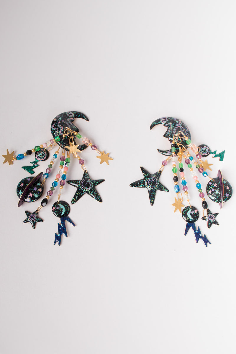 Lunch At The Ritz 1989 Celestial Galaxy Chandelier Earrings