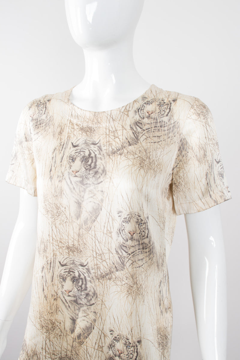 Escada White Tiger Silk Short Sleeve Tee