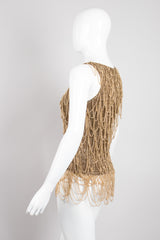 Salvatore Ferragamo Gold Armor Draped Chain Crochet Tank