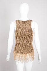 Salvatore Ferragamo Gold Armor Draped Chain Crochet Tank