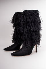 Manolo Blahnik Rockerstar Ostrich Feather Boots