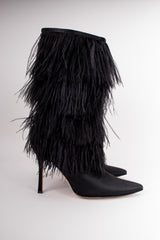 Manolo Blahnik Rockerstar Ostrich Feather Boots