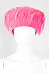 Leslie James Hot Pink Velvet Feather Shacko Pillbox Hat